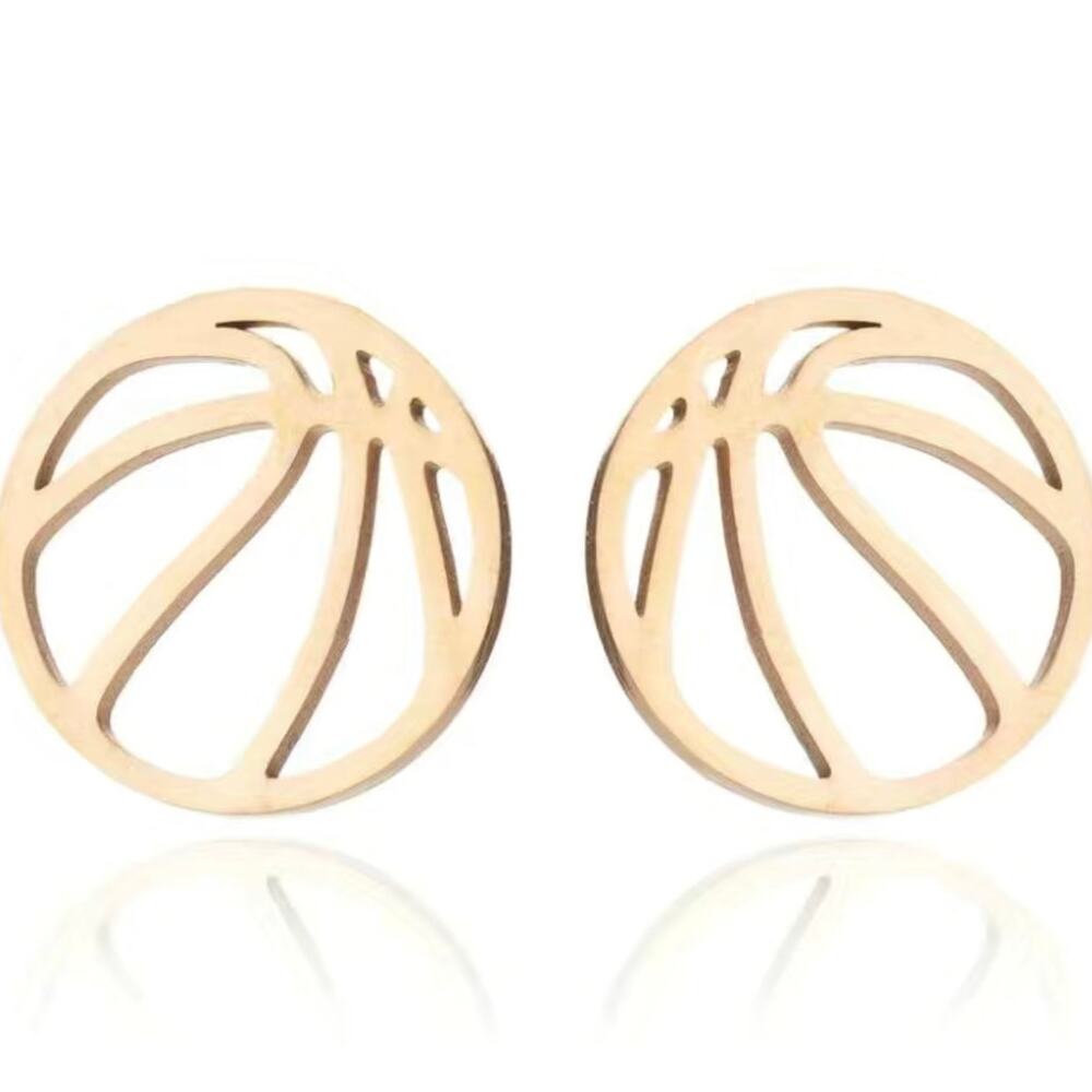 Gold Basketball Stud Earrings